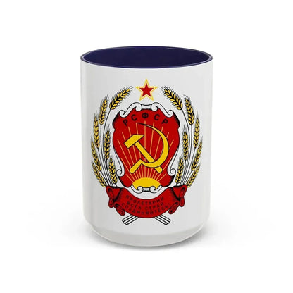 Coat of arms of the Russian Soviet Federative Socialist Republic - Accent Coffee Mug 15oz Navy - Go Mug Yourself