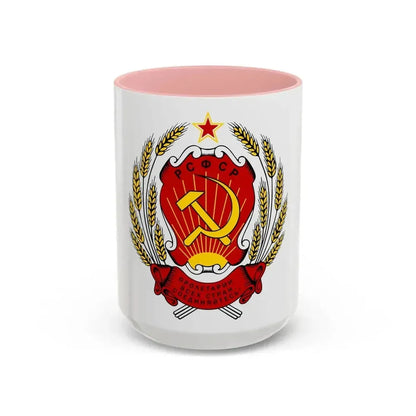 Coat of arms of the Russian Soviet Federative Socialist Republic - Accent Coffee Mug 15oz Pink - Go Mug Yourself