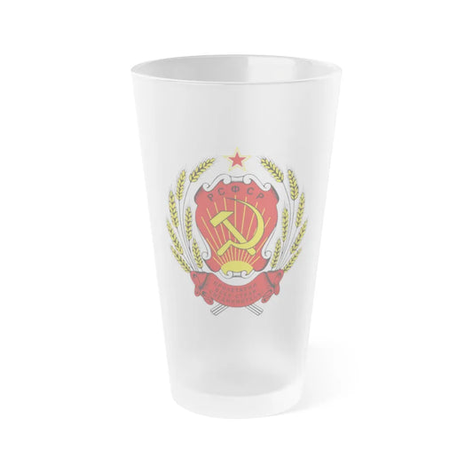 Coat of arms of the Russian Soviet Federative Socialist Republic - Frosted Pint Glass 16oz-16oz-Frosted-Go Mug Yourself