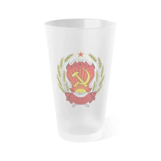 Coat of arms of the Russian Soviet Federative Socialist Republic - Frosted Pint Glass 16oz 16oz Frosted - Go Mug Yourself