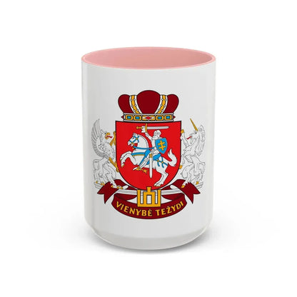 Coat of arms of the Seimas of Lithuania - Accent Coffee Mug 15oz Pink - Go Mug Yourself