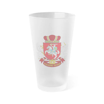 Coat of arms of the Seimas of Lithuania - Frosted Pint Glass 16oz-16oz-Frosted-Go Mug Yourself