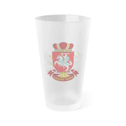 Coat of arms of the Seimas of Lithuania - Frosted Pint Glass 16oz 16oz Frosted - Go Mug Yourself