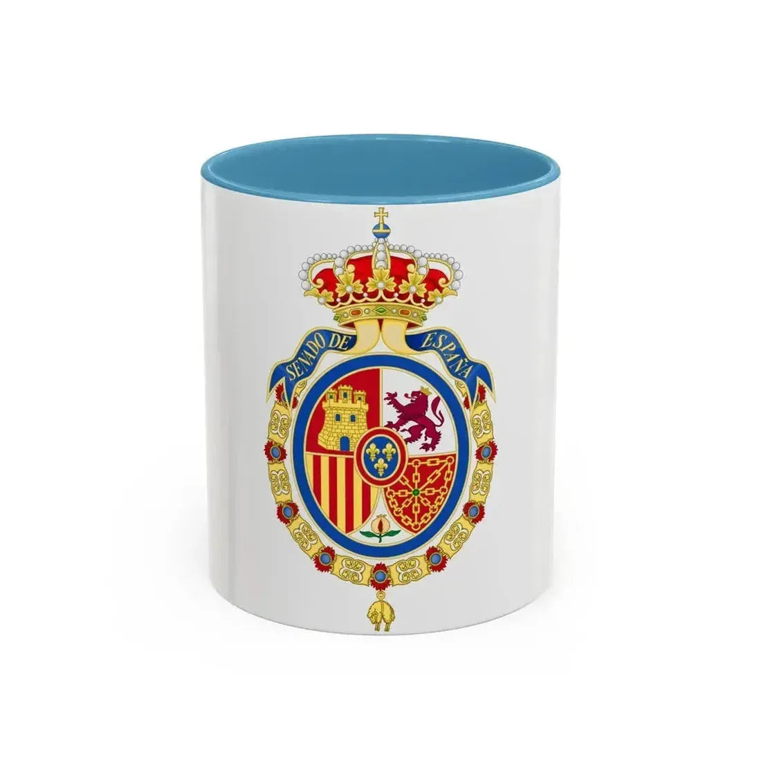 Coat of Arms of the Senate of Spain - Accent Coffee Mug 11oz Light Blue - Go Mug Yourself
