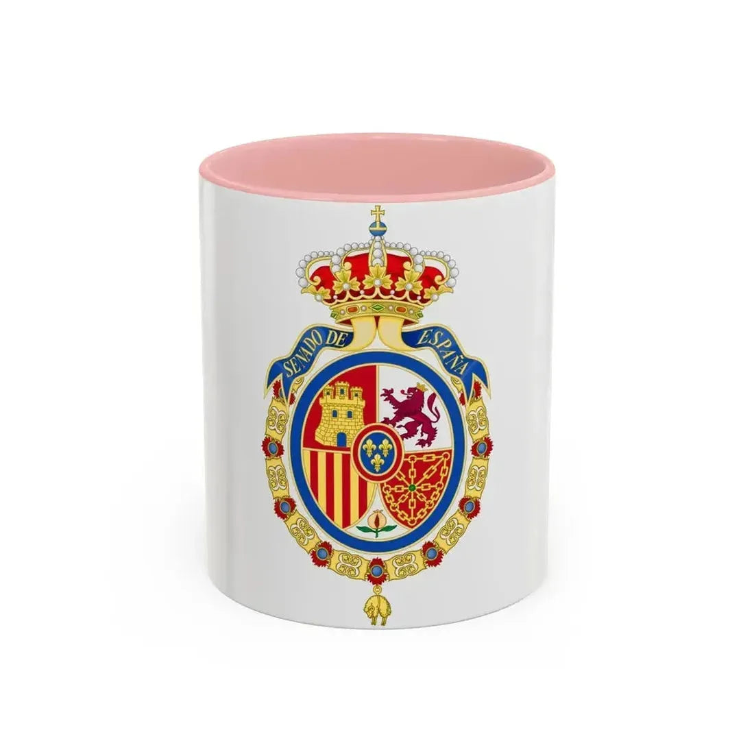 Coat of Arms of the Senate of Spain - Accent Coffee Mug 11oz Pink - Go Mug Yourself