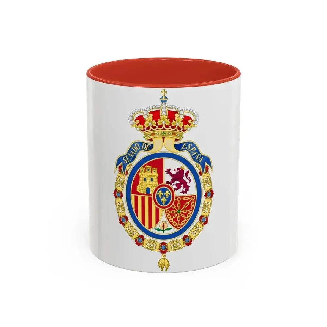 Coat of Arms of the Senate of Spain - Accent Coffee Mug 11oz Red - Go Mug Yourself