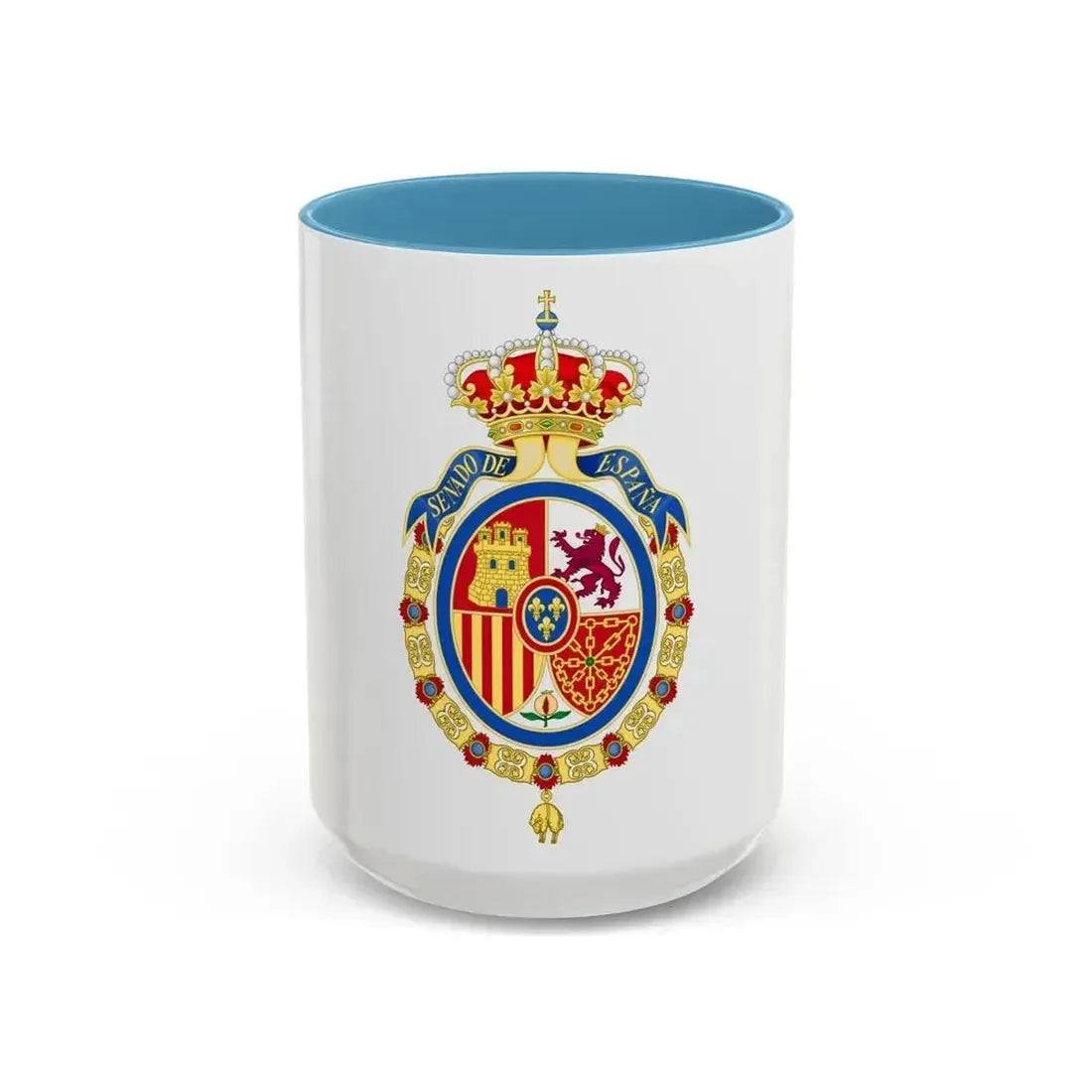 Coat of Arms of the Senate of Spain - Accent Coffee Mug 15oz Light Blue - Go Mug Yourself
