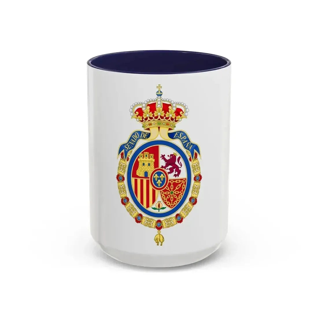 Coat of Arms of the Senate of Spain - Accent Coffee Mug 15oz Navy - Go Mug Yourself