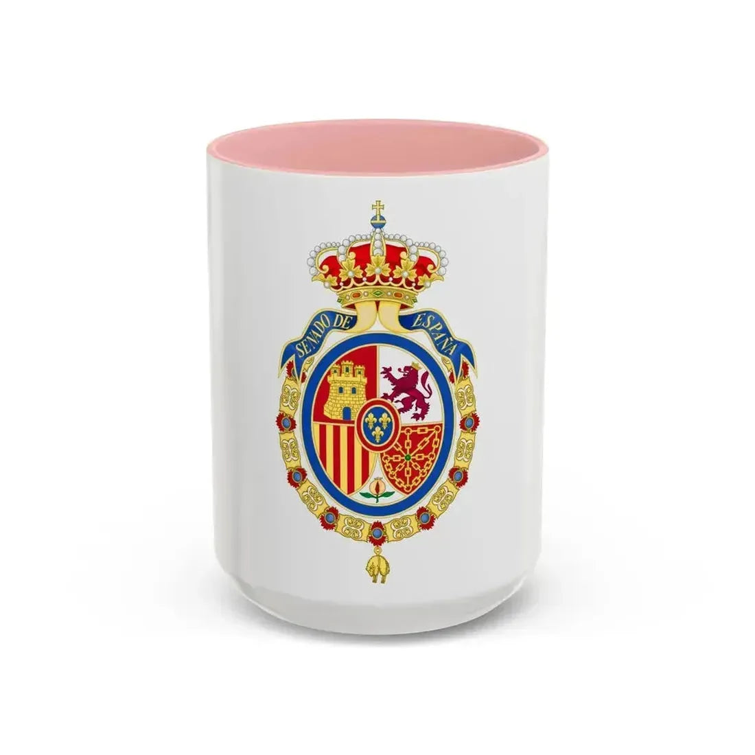 Coat of Arms of the Senate of Spain - Accent Coffee Mug 15oz Pink - Go Mug Yourself