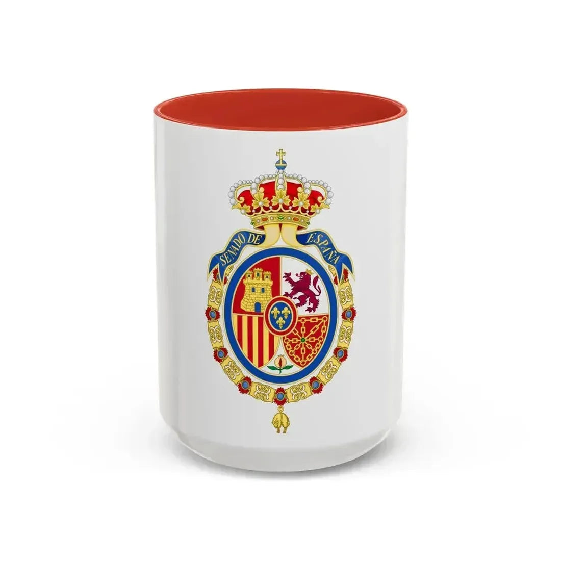 Coat of Arms of the Senate of Spain - Accent Coffee Mug 15oz Red - Go Mug Yourself