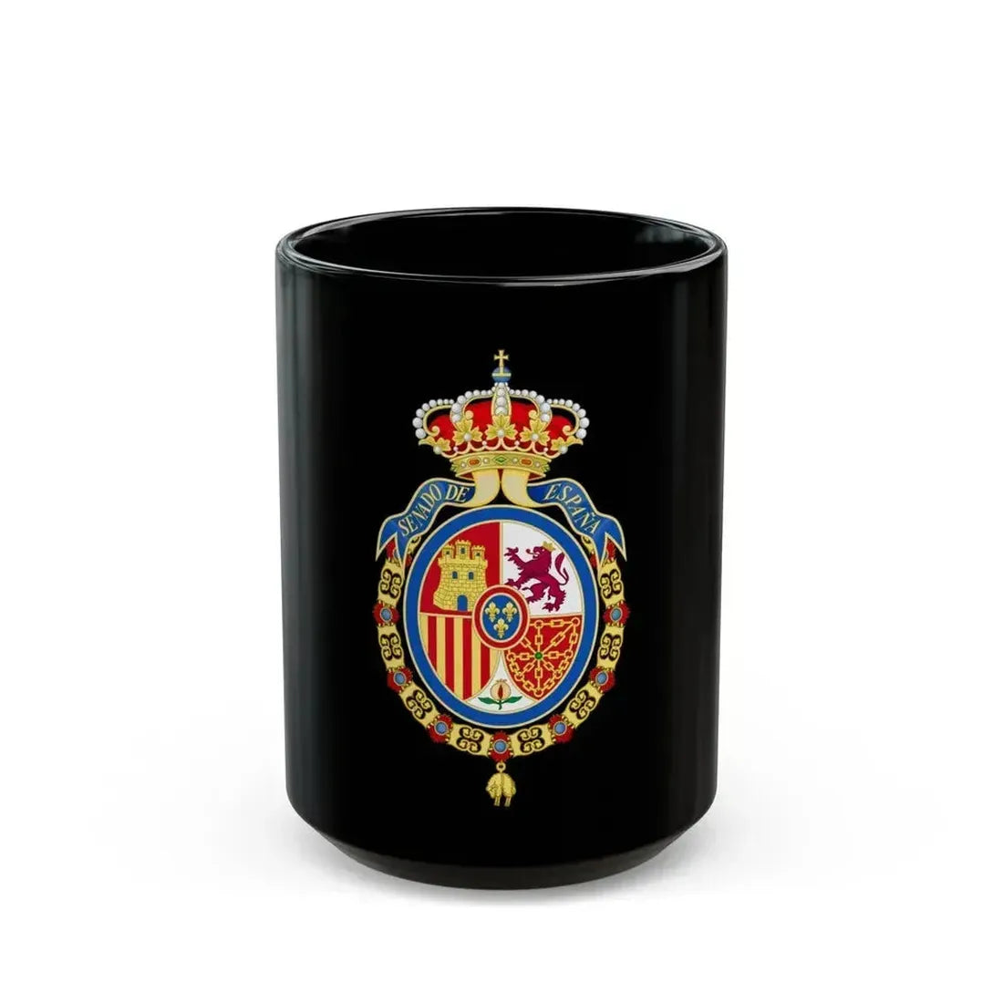 Coat of Arms of the Senate of Spain - Black Coffee Mug 15oz - Go Mug Yourself