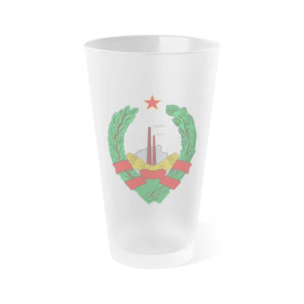 Coat of Arms of the Socialist Republic of Bosnia and Herzegovina - Frosted Pint Glass 16oz-16oz-Frosted-Go Mug Yourself