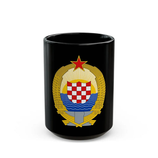 Coat of Arms of the Socialist Republic of Croatia - Black Coffee Mug-15oz-Go Mug Yourself