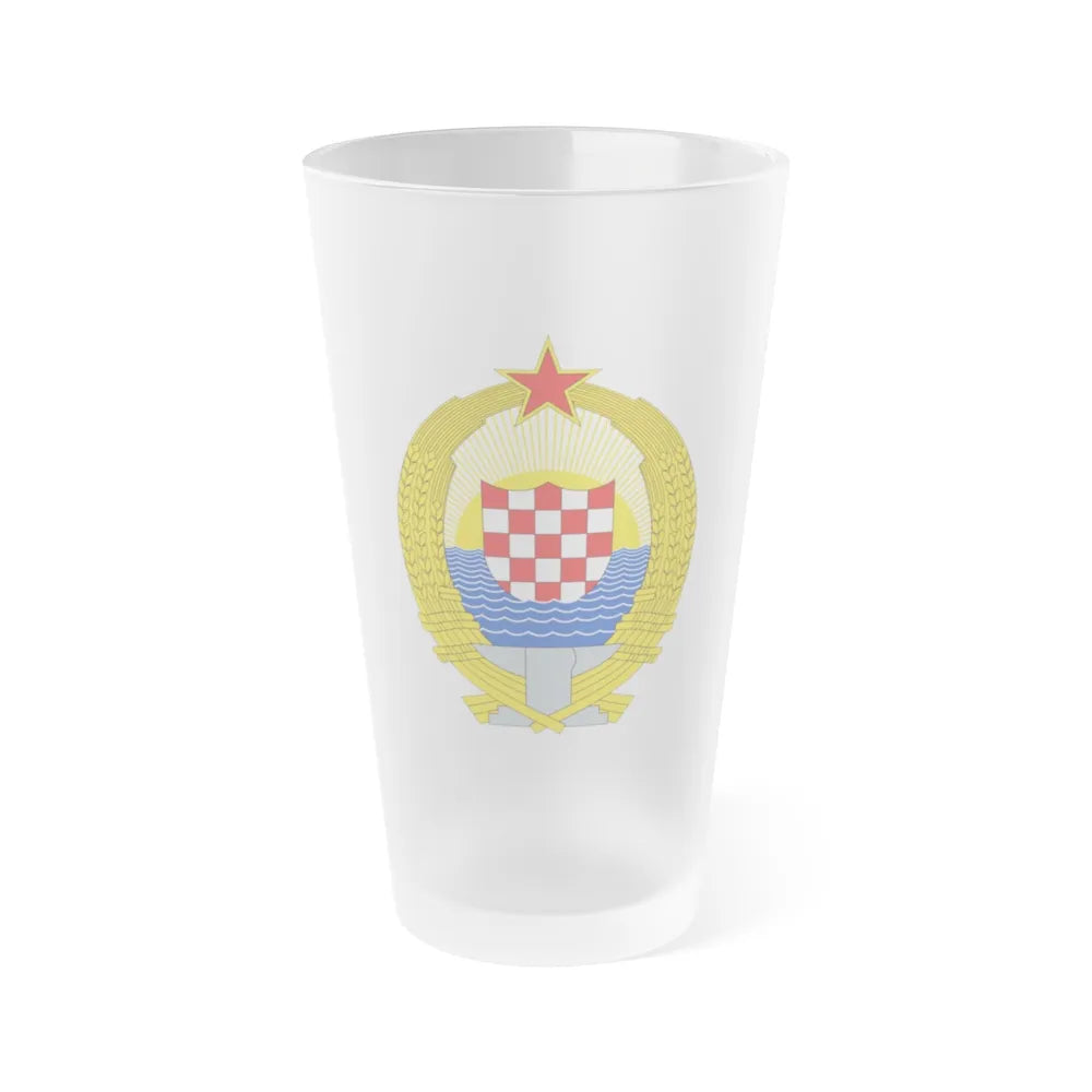 Coat of Arms of the Socialist Republic of Croatia - Frosted Pint Glass 16oz-16oz-Frosted-Go Mug Yourself