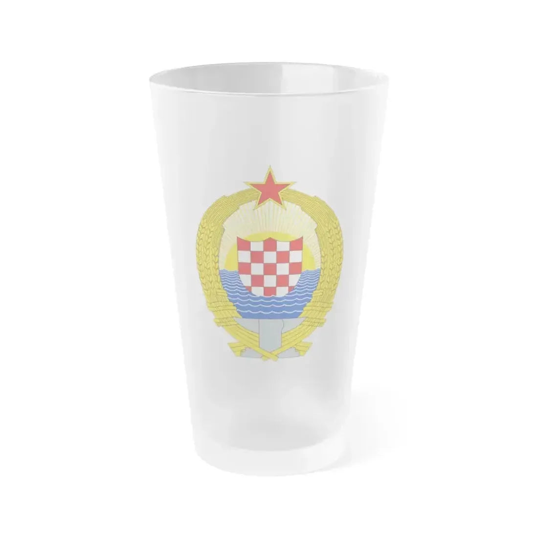 Coat of Arms of the Socialist Republic of Croatia - Frosted Pint Glass 16oz 16oz Frosted - Go Mug Yourself
