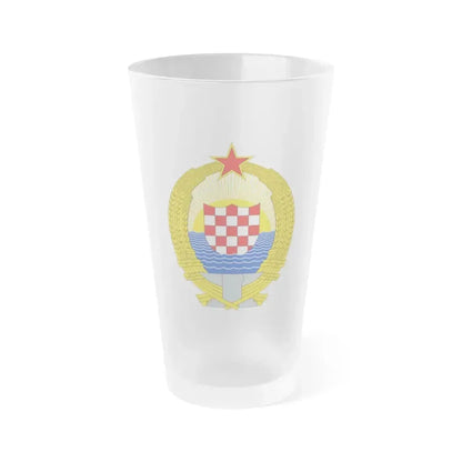 Coat of Arms of the Socialist Republic of Croatia - Frosted Pint Glass 16oz 16oz Frosted - Go Mug Yourself