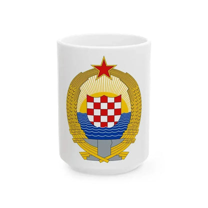 Coat of Arms of the Socialist Republic of Croatia - White Coffee Mug 15oz - Go Mug Yourself