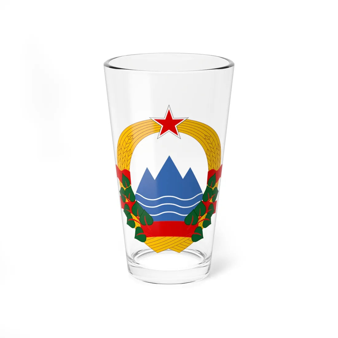 Coat of Arms of the Socialist Republic of Slovenia (Yugoslavia) (Coat of Arms) Pint Glass 16oz 16oz - Go Mug Yourself