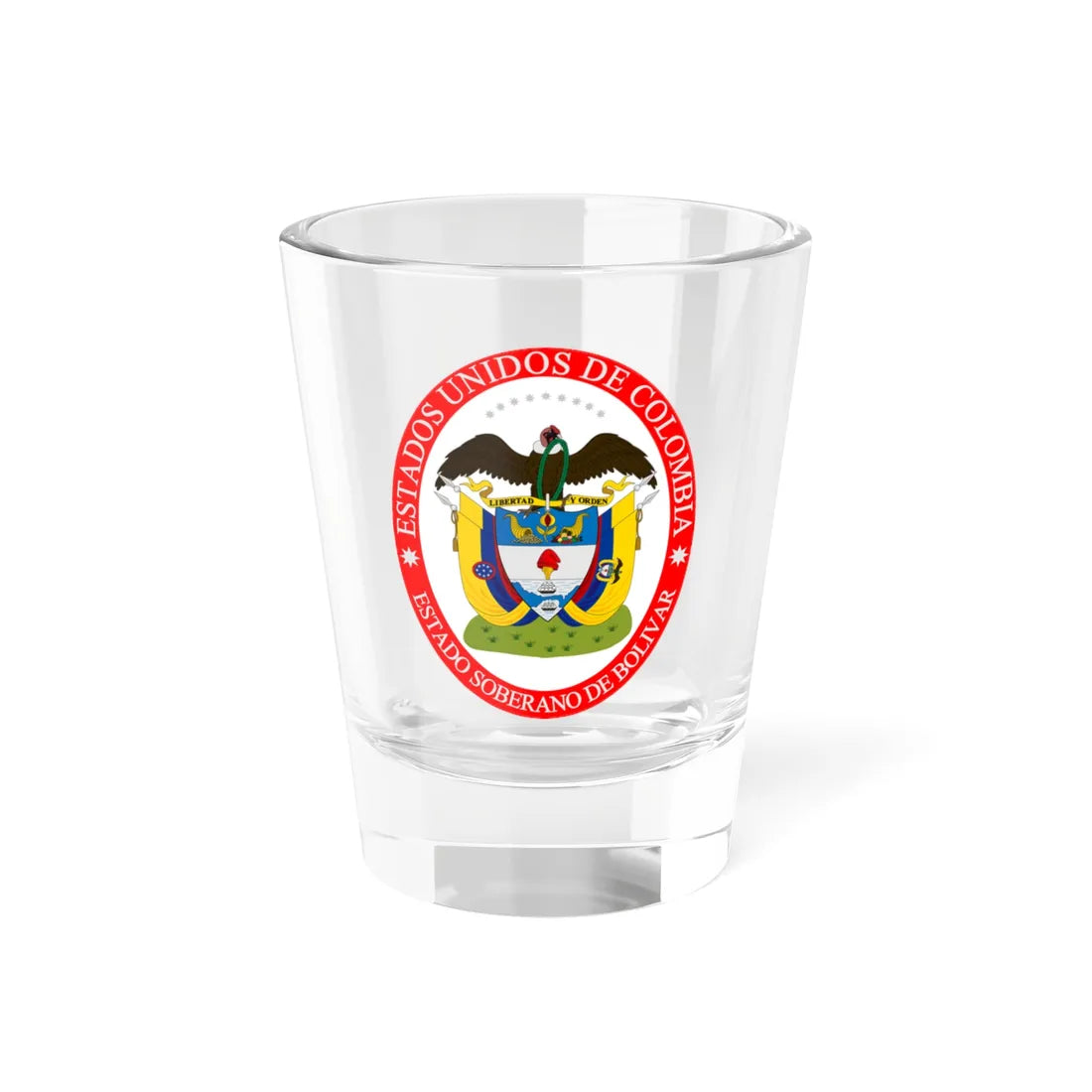 Coat of arms of the Sovereign State of Bolivar (Colombia) (Coat of Arms) Shot Glass 1.5oz 1.5oz - Go Mug Yourself