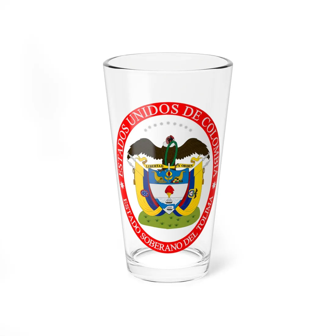 Coat of arms of the Sovereign State of Tolima (Colombia) (Coat of Arms) Pint Glass 16oz 16oz - Go Mug Yourself