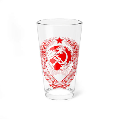 Coat of arms of the Soviet Union all red (Soviet Union) (Coat of Arms) Pint Glass 16oz 16oz - Go Mug Yourself