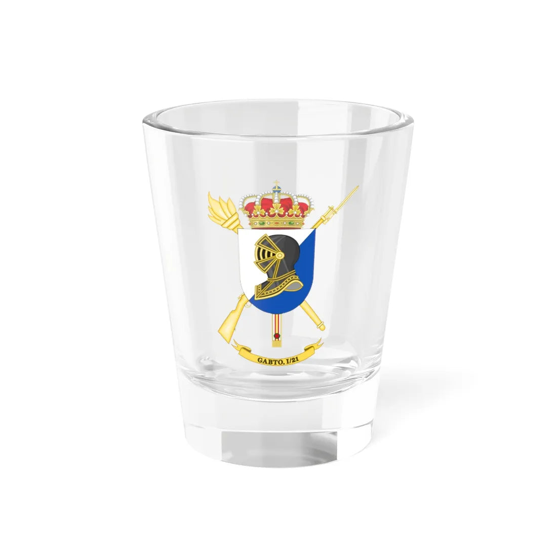 Coat of Arms of the Spanish Army 1st-21 Supply Group (Spain) (Coat of Arms) Shot Glass 1.5oz 1.5oz - Go Mug Yourself