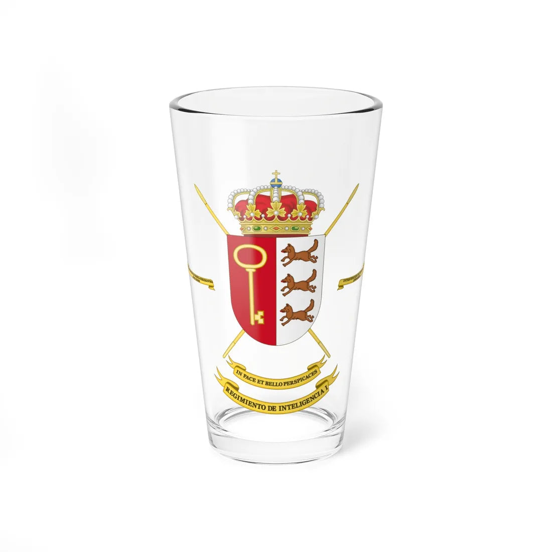 Coat of Arms of the Spanish Army 1st Intelligence Regiment (Spain) (Coat of Arms) Pint Glass 16oz 16oz - Go Mug Yourself
