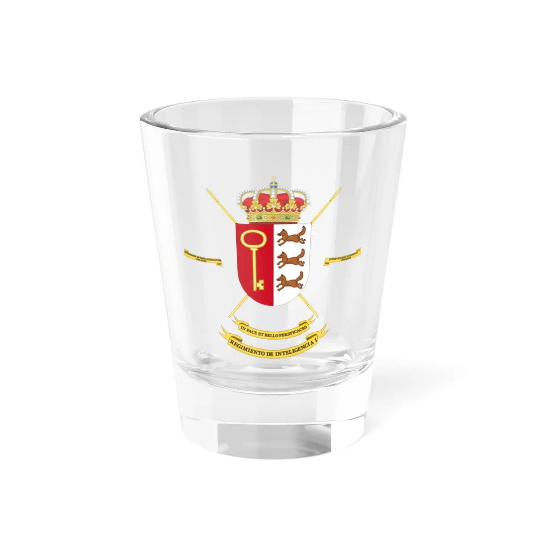 Coat of Arms of the Spanish Army 1st Intelligence Regiment (Spain) (Coat of Arms) Shot Glass 1.5oz 1.5oz - Go Mug Yourself