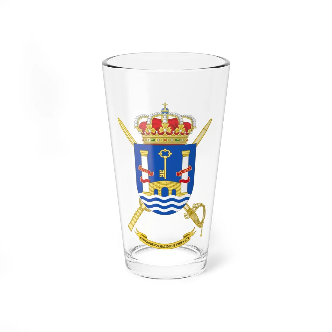 Coat of Arms of the Spanish Army 2nd Troop Training Centre (Spain) (Coat of Arms) Pint Glass 16oz 16oz - Go Mug Yourself