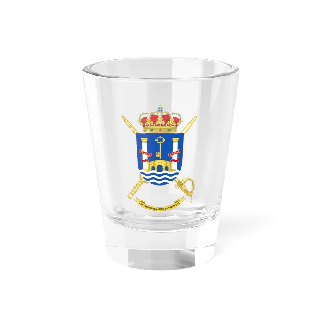 Coat of Arms of the Spanish Army 2nd Troop Training Centre (Spain) (Coat of Arms) Shot Glass 1.5oz 1.5oz - Go Mug Yourself