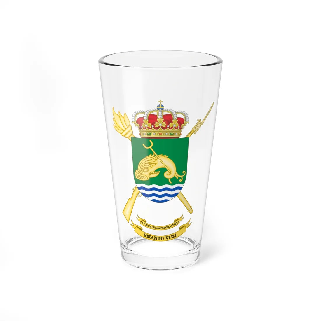 Coat of Arms of the Spanish Army 6th-21 Logistics Maintenance Group (Spain) (Coat of Arms) Pint Glass 16oz 16oz - Go Mug Yourself