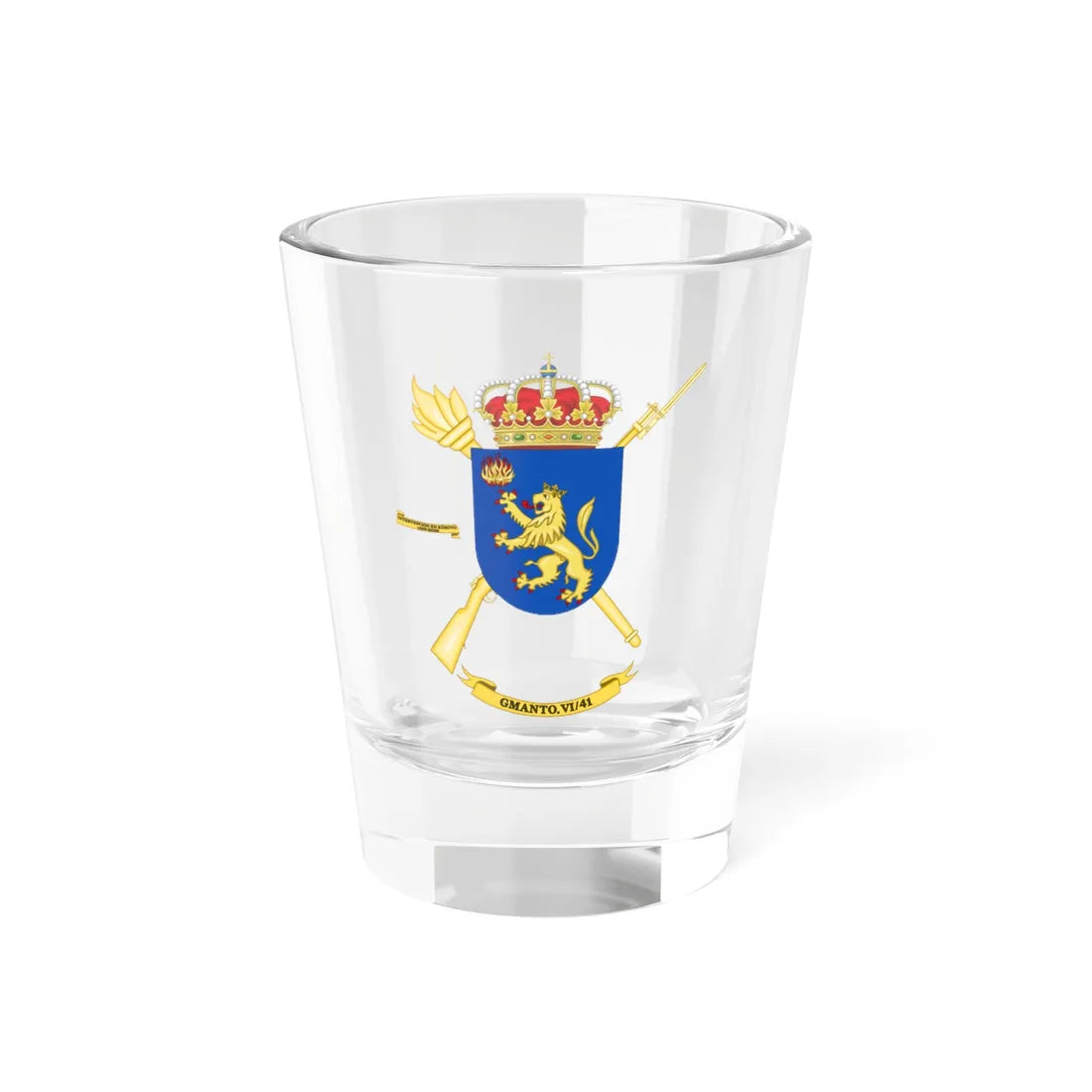 Coat of Arms of the Spanish Army 6th-41 Logistics Maintenance Group (Spain) (Coat of Arms) Shot Glass 1.5oz 1.5oz - Go Mug Yourself