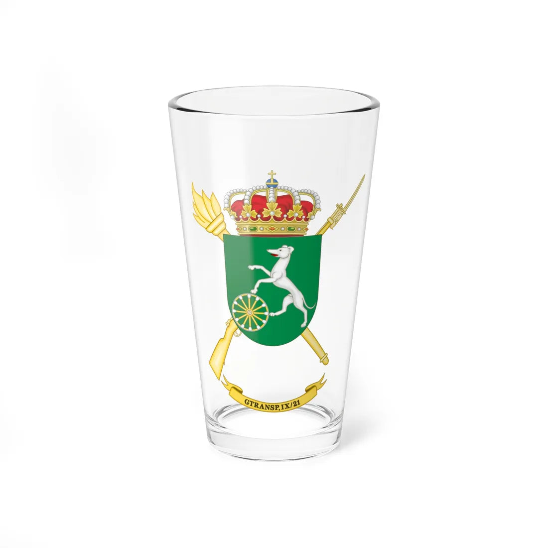 Coat of Arms of the Spanish Army 9th-21Transport Group (Spain) (Coat of Arms) Pint Glass 16oz 16oz - Go Mug Yourself