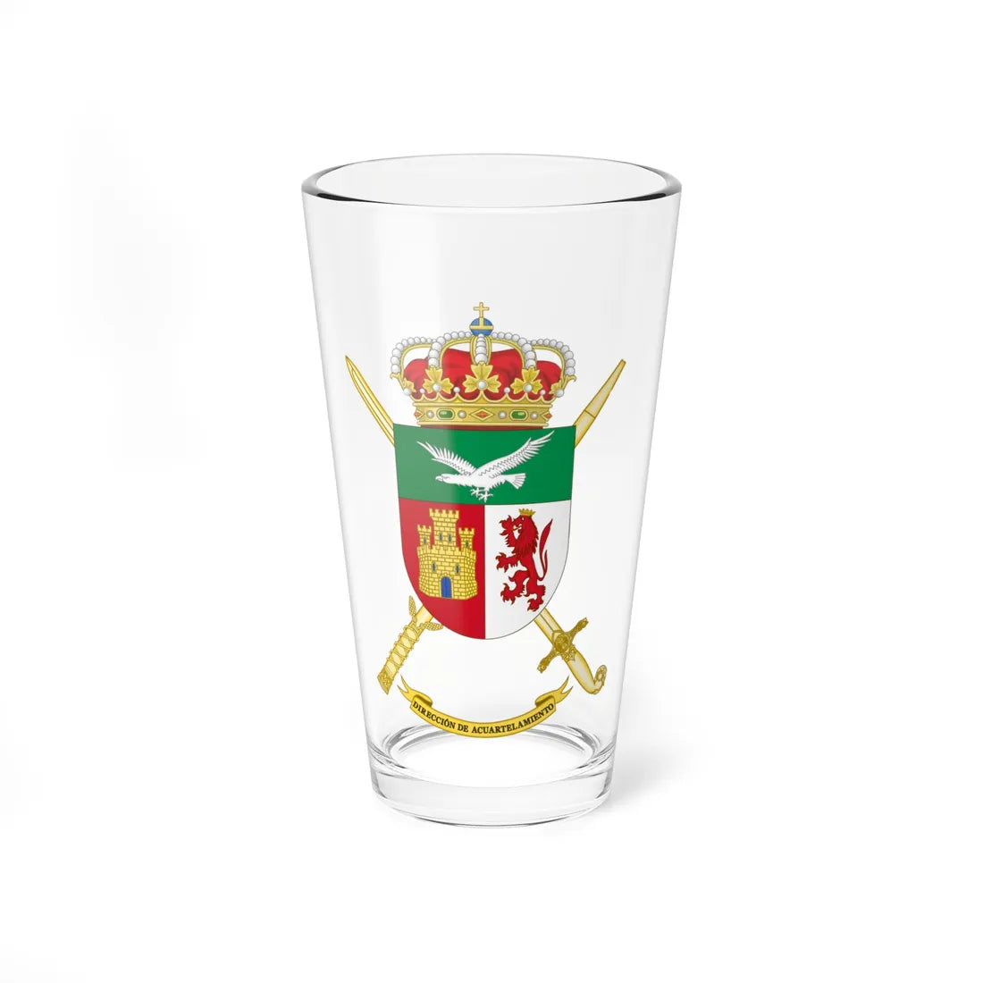 Coat of Arms of the Spanish Army Barracks Direction (Spain) (Coat of Arms) Pint Glass 16oz 16oz - Go Mug Yourself
