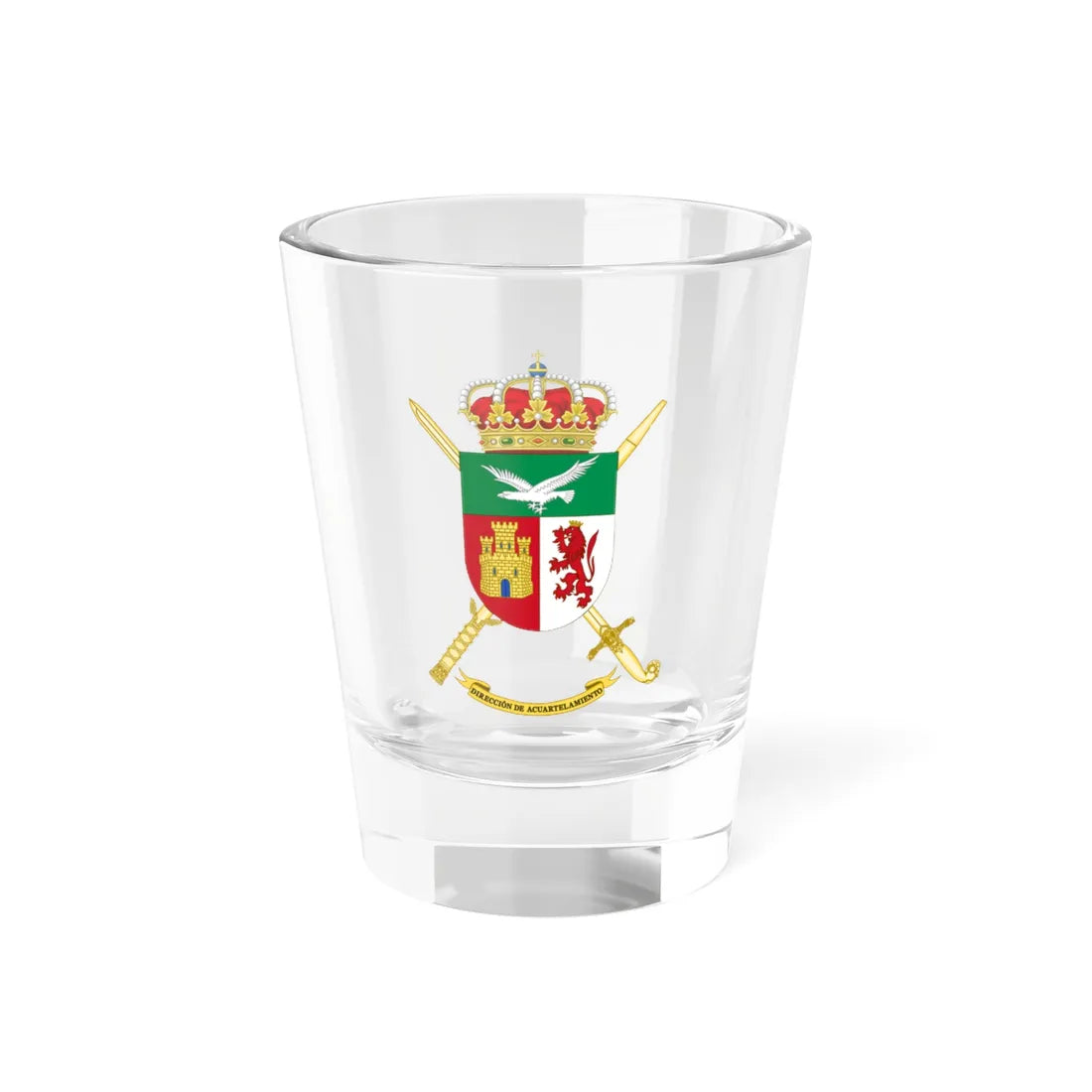 Coat of Arms of the Spanish Army Barracks Direction (Spain) (Coat of Arms) Shot Glass 1.5oz 1.5oz - Go Mug Yourself