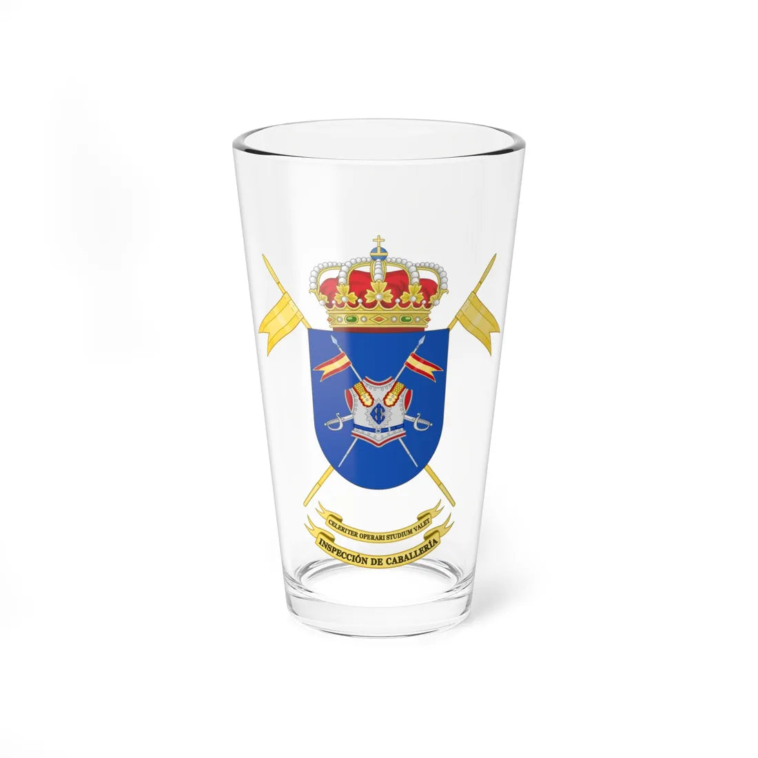 Coat of Arms of the Spanish Army Cavalry Forces Inspectors Office (Spain) (Coat of Arms) Pint Glass 16oz 16oz - Go Mug Yourself