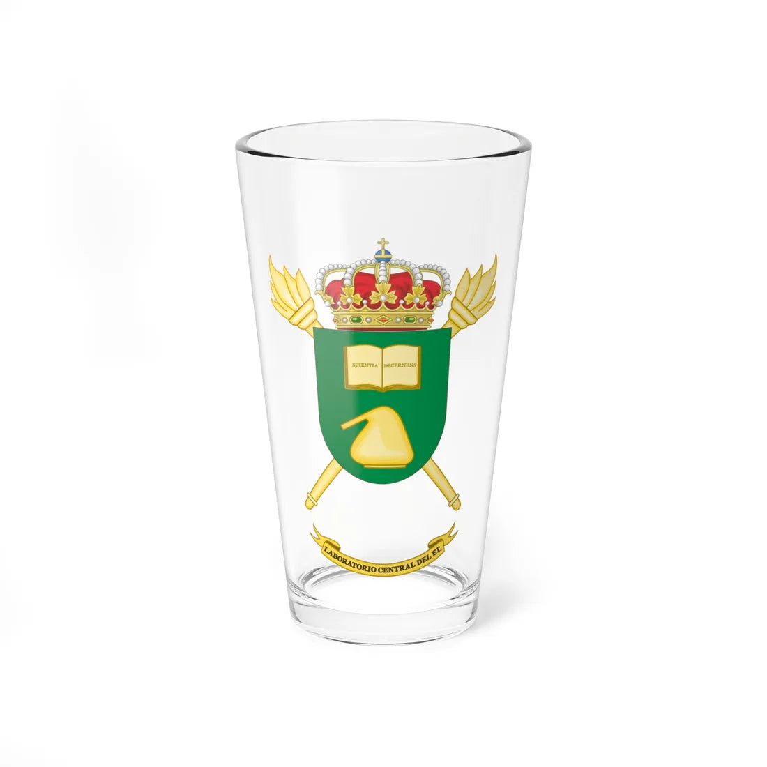 Coat of Arms of the Spanish Army Central Laboratory (Spain) (Coat of Arms) Pint Glass 16oz 16oz - Go Mug Yourself