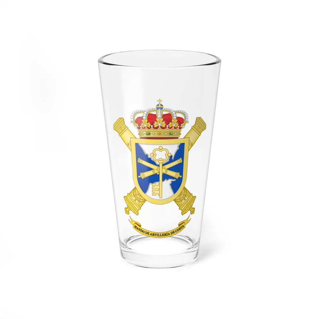 Coat of Arms of the Spanish Army Coastal Artillery Command (Spain) (Coat of Arms) Pint Glass 16oz 16oz - Go Mug Yourself
