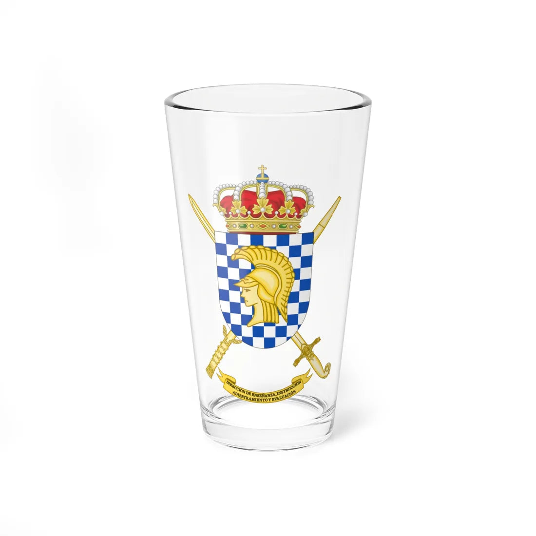 Coat of Arms of the Spanish Army Education Training and Evaluation Directorate (Spain) (Coat of Arms) Pint Glass 16oz 16oz - Go Mug Yourself