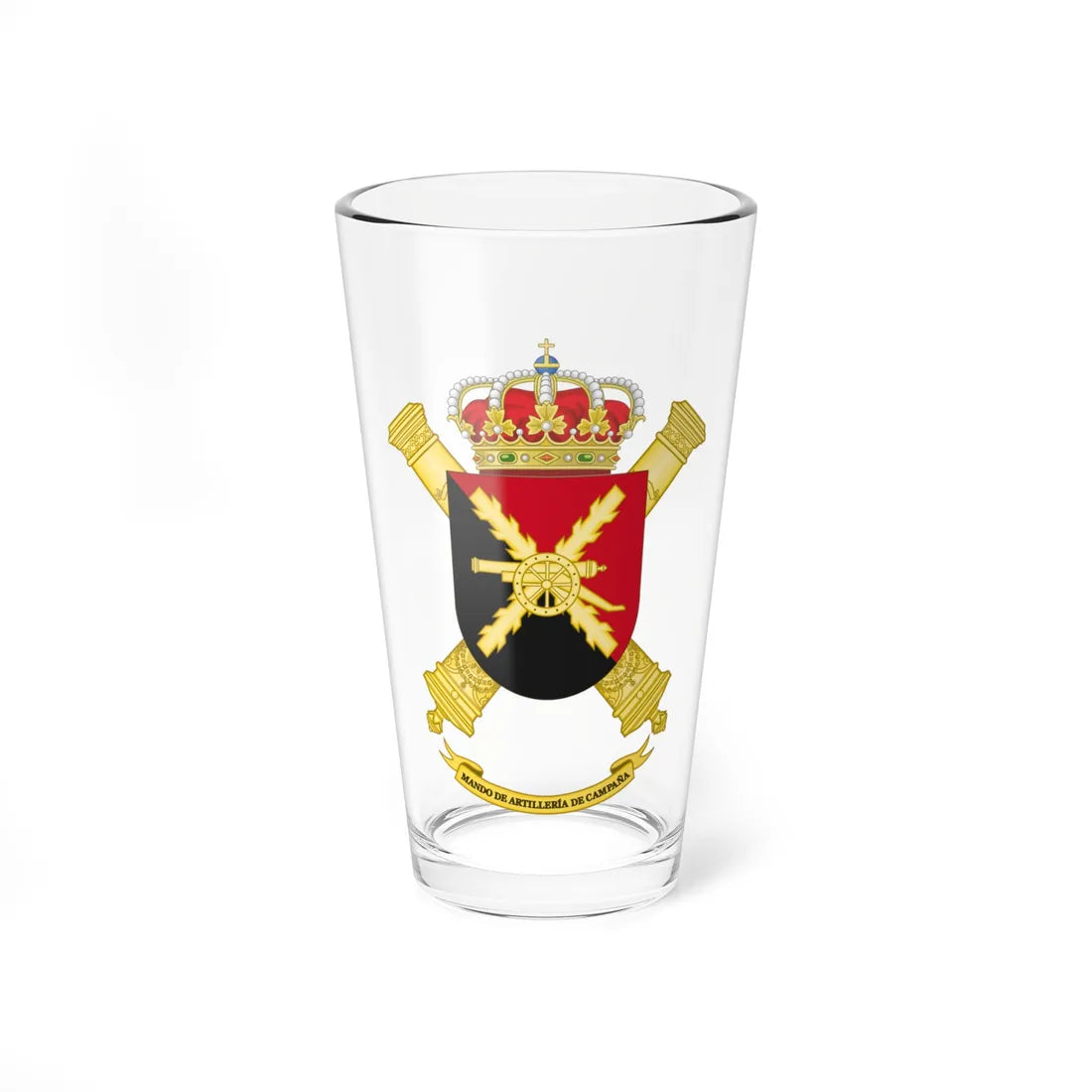 Coat of Arms of the Spanish Army Field Artillery Command (Spain) (Coat of Arms) Pint Glass 16oz 16oz - Go Mug Yourself
