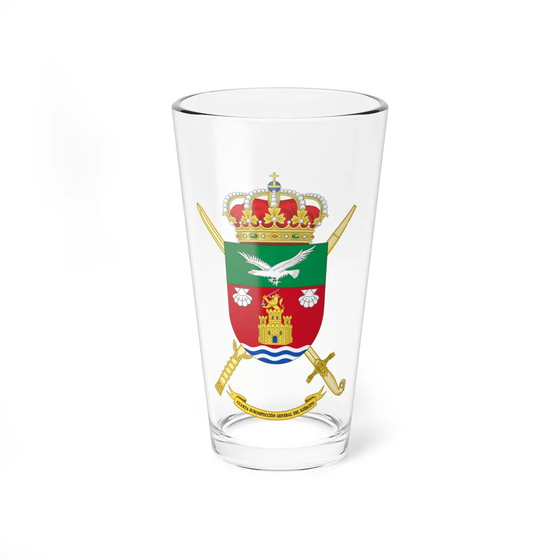 Coat of Arms of the Spanish Army Fourth Deputy Inspector Generals Office (Spain) (Coat of Arms) Pint Glass 16oz 16oz - Go Mug Yourself
