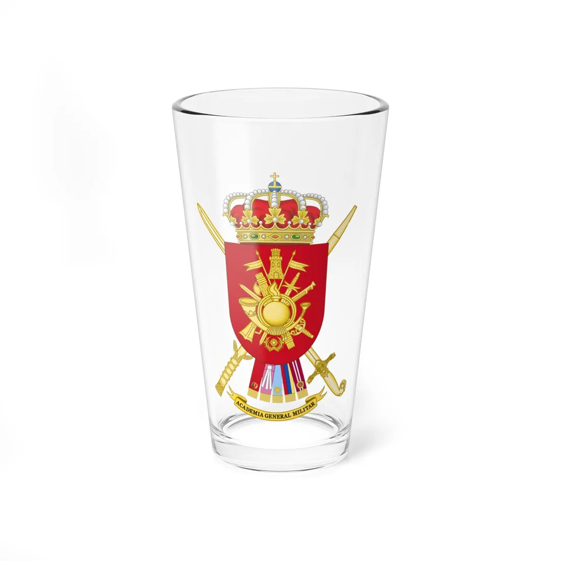 Coat of Arms of the Spanish Army General Military Academy (Spain) (Coat of Arms) Pint Glass 16oz 16oz - Go Mug Yourself