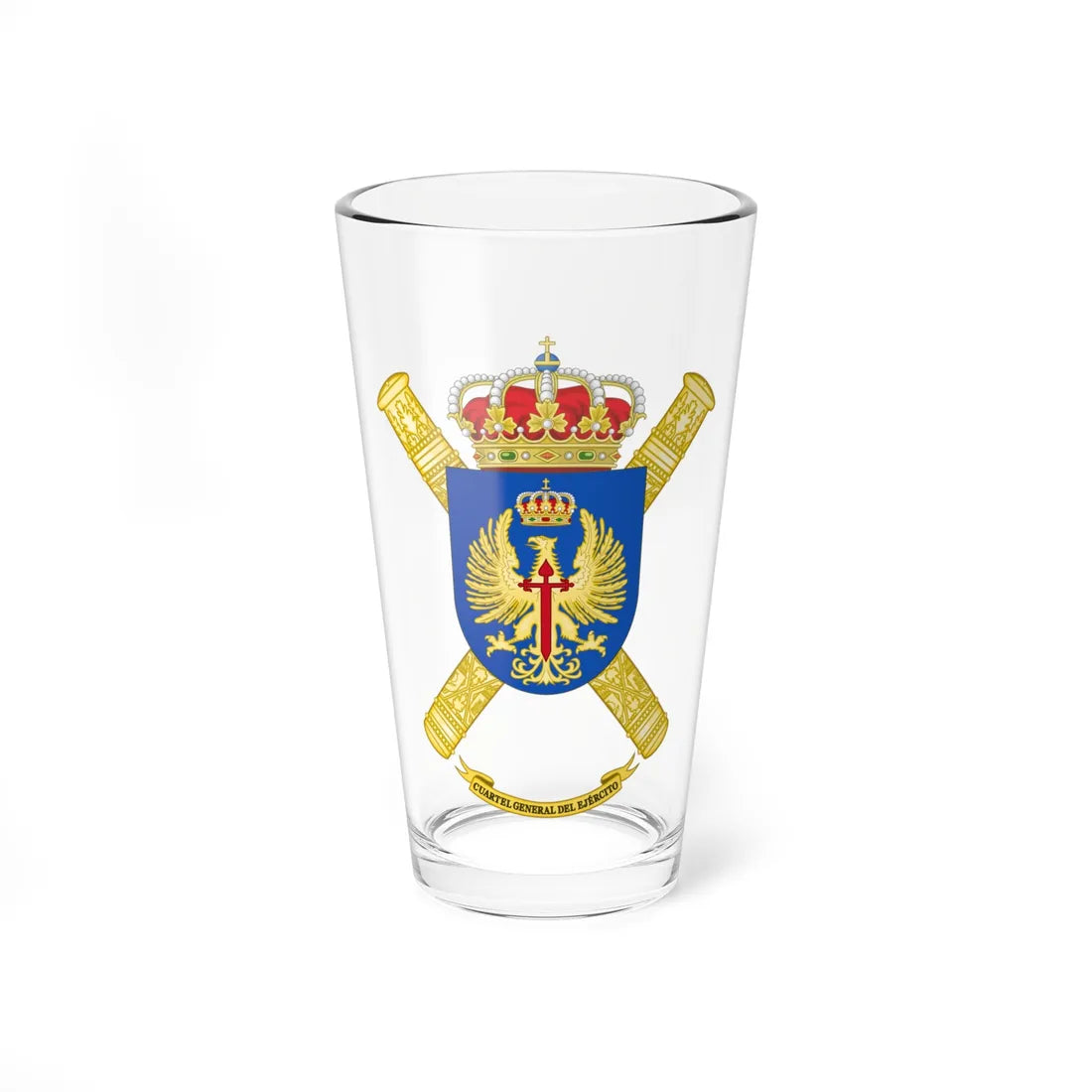 Coat of Arms of the Spanish Army Headquarter (Spain) (Coat of Arms) Pint Glass 16oz 16oz - Go Mug Yourself