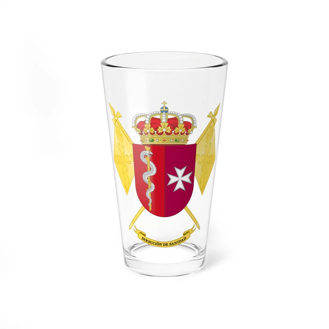 Coat of Arms of the Spanish Army Health Directorate (Spain) (Coat of Arms) Pint Glass 16oz 16oz - Go Mug Yourself