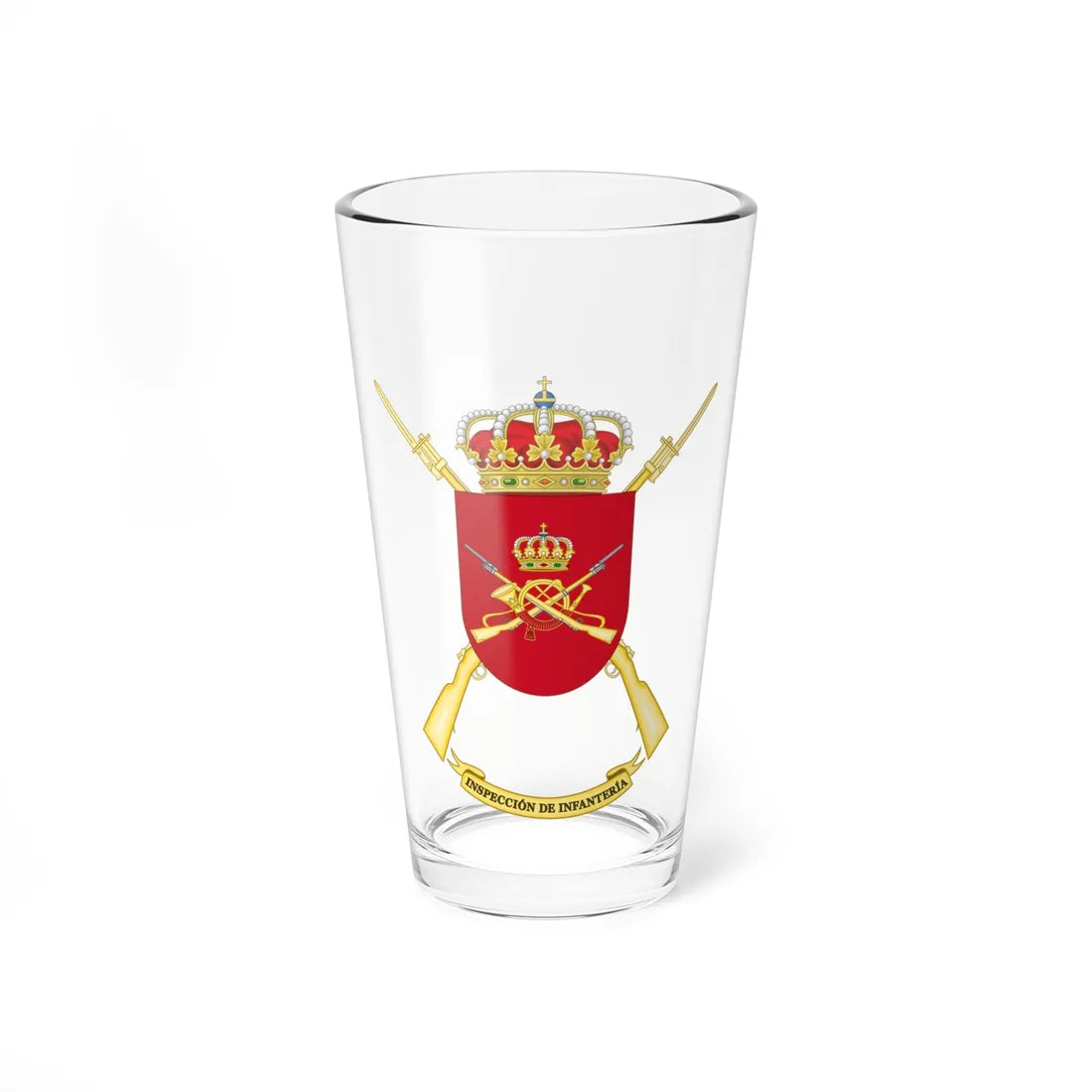 Coat of Arms of the Spanish Army Infantry Forces Inspectors Office (Spain) (Coat of Arms) Pint Glass 16oz 16oz - Go Mug Yourself