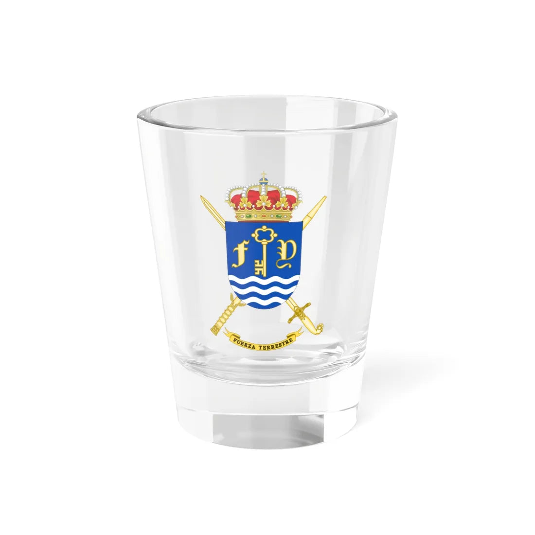 Coat of arms of the Spanish Army Land Force (Spain) (Coat of Arms) Shot Glass 1.5oz 1.5oz - Go Mug Yourself