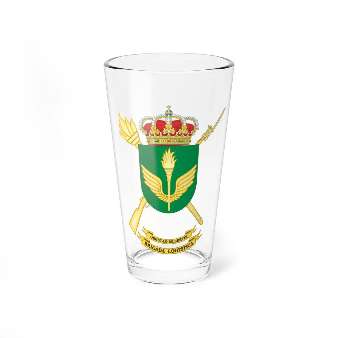 Coat of Arms of the Spanish Army Logistic Brigade (Spain) (Coat of Arms) Pint Glass 16oz 16oz - Go Mug Yourself