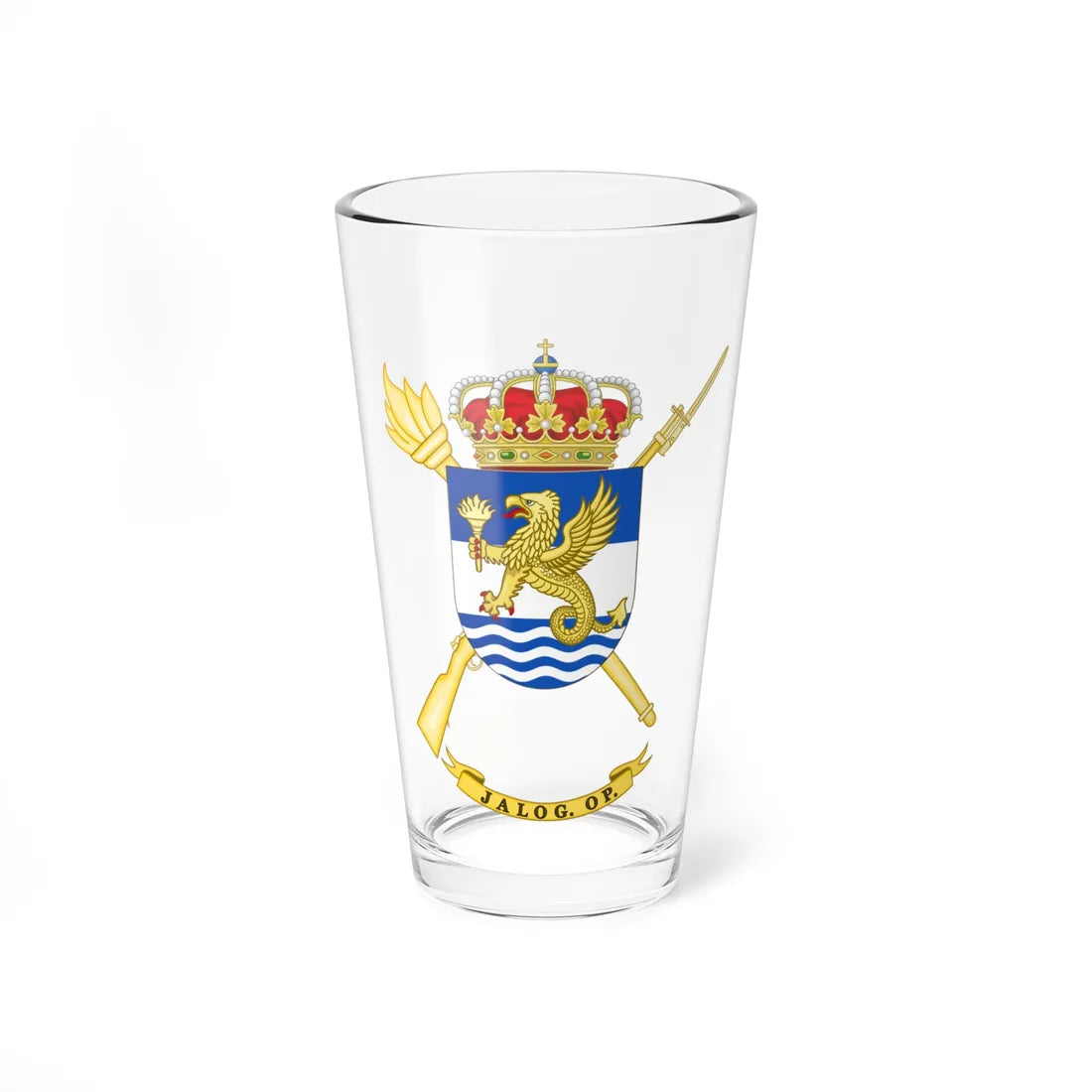 Coat of Arms of the Spanish Army Logistic Support Command for Operations (Spain) (Coat of Arms) Pint Glass 16oz 16oz - Go Mug Yourself