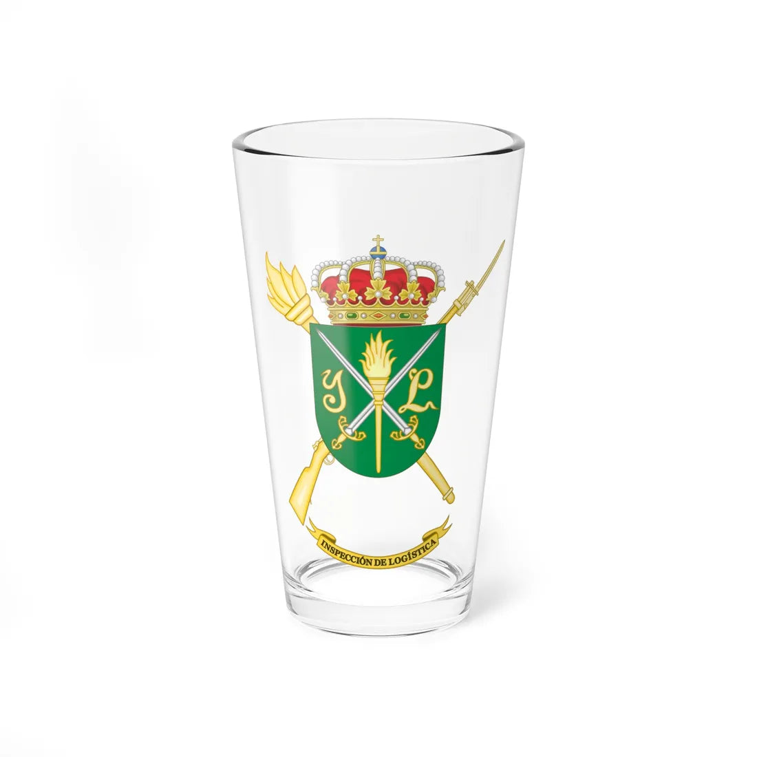Coat of Arms of the Spanish Army Logistics Forces Inspectors Office (Spain) (Coat of Arms) Pint Glass 16oz 16oz - Go Mug Yourself