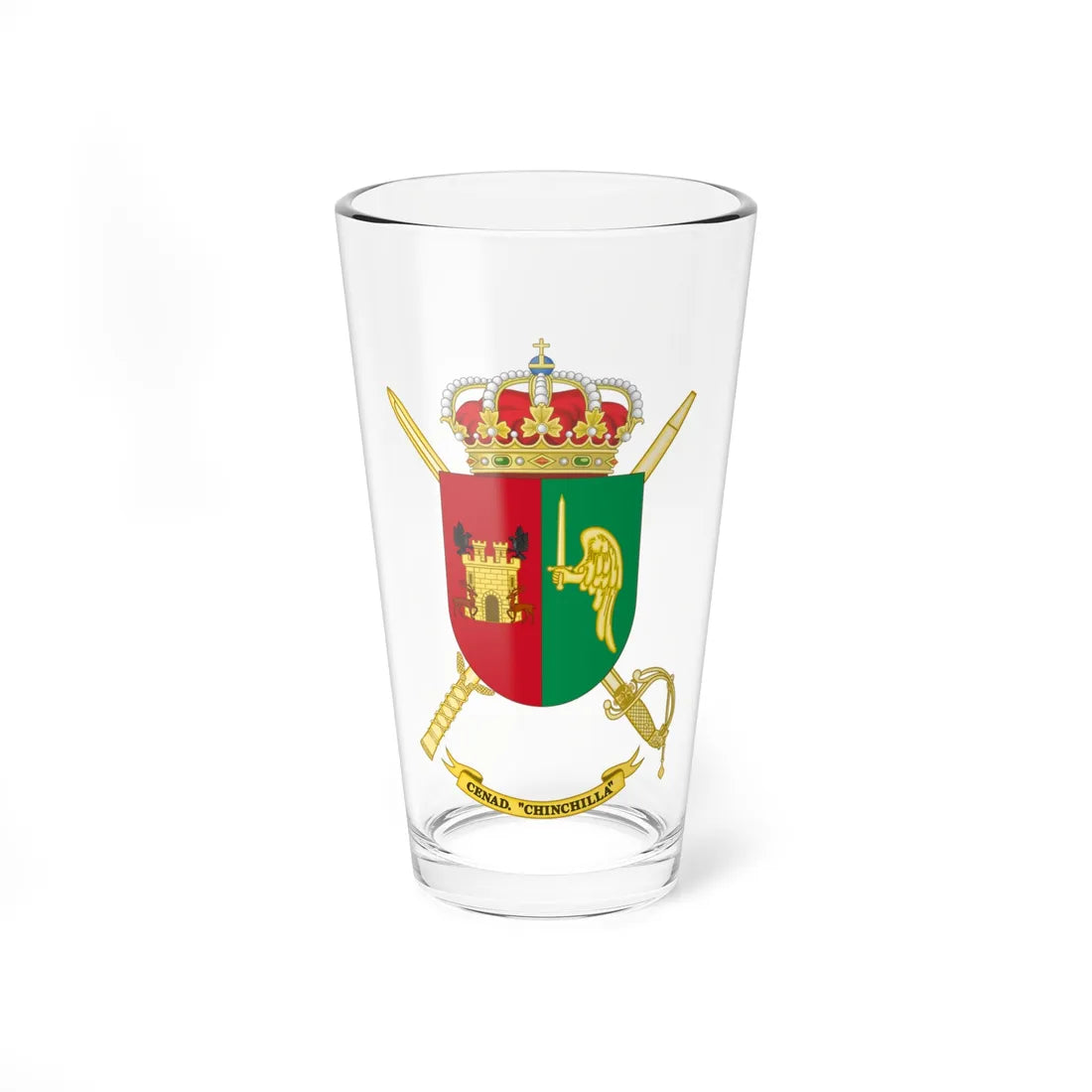 Coat of Arms of the Spanish Army National Training Center Chinchilla (Spain) (Coat of Arms) Pint Glass 16oz 16oz - Go Mug Yourself
